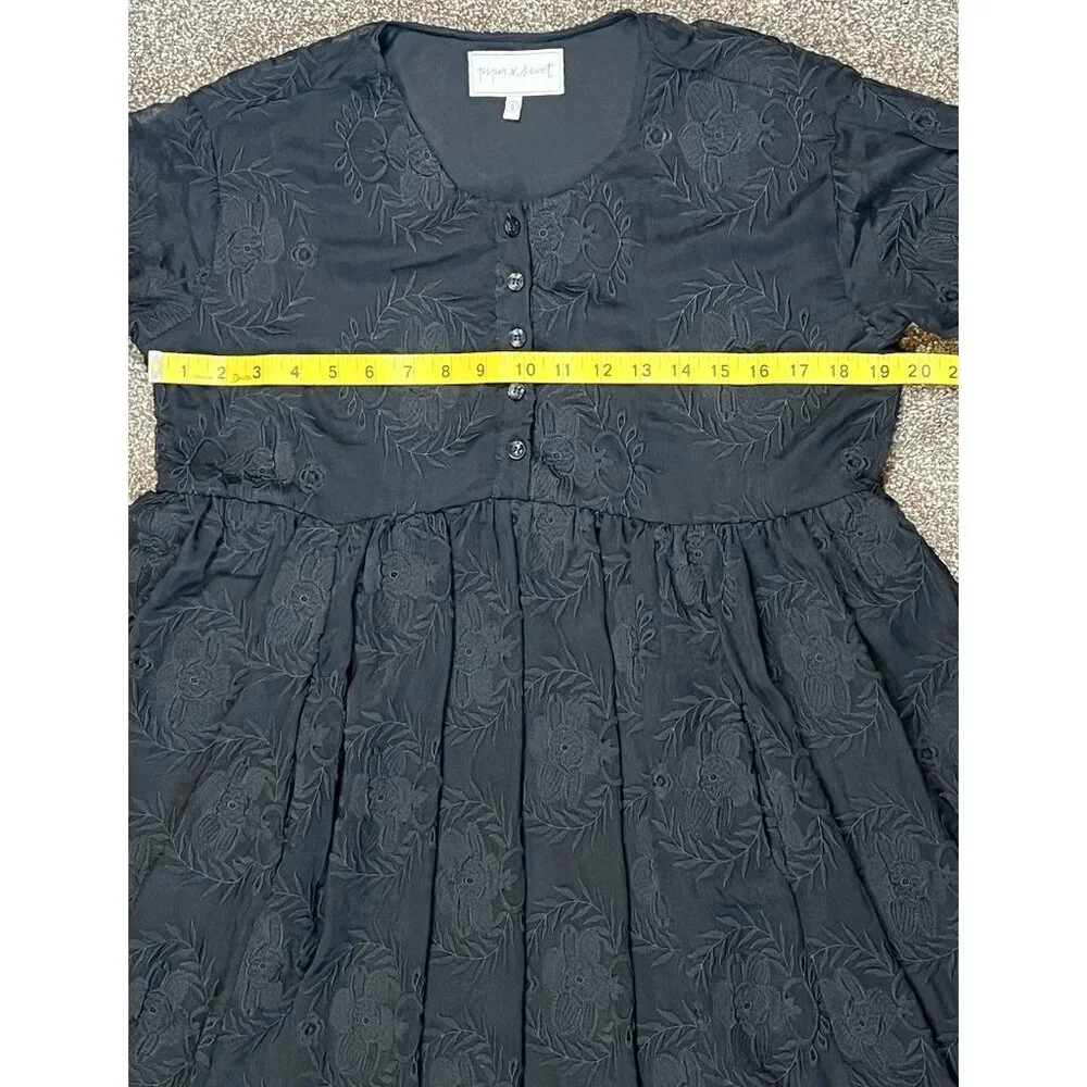 Piper & Scoot Women Ellie Dress Black Small Size Short Sleeves Lace Embroidery - Picture 6 of 13